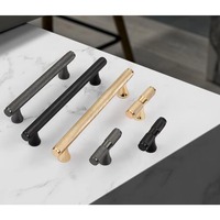 Poignée de meuble en laiton moleté noir, gris et or poli, style industriel moderne, antidérapante, allongée, pour armoire et barre de penderie