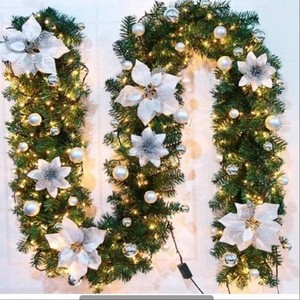 9ft Luxury Handmade Artificial PVC Christmas Tree Rattan <b>Garland</b> Wreath and Banner Decoration for Outdoor Christmas Xmas Home - Product Image 5