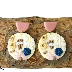 Handmade Boho Flower Polymer Clay Earrings Cute Ethnic Polymer Clay Cutters Earrings women
