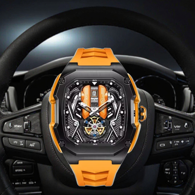 Sleek Design F1 Watches V12 Engine Car Watch Quartz Shock Resistant Waterproof SEO Red Rubber Strap Dynamic Wrist Watch Fast