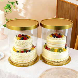 Boîte à gâteau ronde transparente de 4/6/8/10 pouces à faible MOQ, boîte d'emballage dorée pour gâteau d'anniversaire et fleurs - Product Image 4