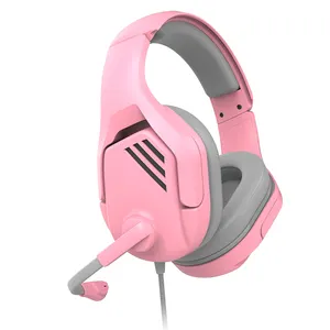  GX130 auriculares rosa para juegos con cable auriculares de niña enchufe de 3,5mm para ps4 ps5 PC teléfono móvil
