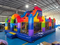 Maison gonflable combinée de rebond avec toboggan Funcity à vendre Château plein d'entrain personnalisé en PVC de haute qualité