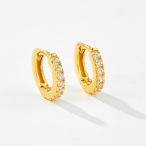 FUAMAY Orecchini in <span class=keywords><strong>Argento</strong></span> <span class=keywords><strong>925</strong></span> <span class=keywords><strong>e</strong></span> Turchese con Pietre Trasparenti CZ Zirconia, Orecchini a Cerchio da 7mm, Aretes Pendientes Plata - Product Image 3