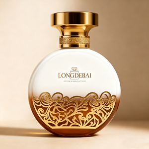 Botella de Perfume de Vidrio de Lujo de 30 ml, 50 ml, 100 ml con Diseño Personalizable de Patrones Negros y Dorados, con Tapa de Aleación de Zinc - Product Image 2