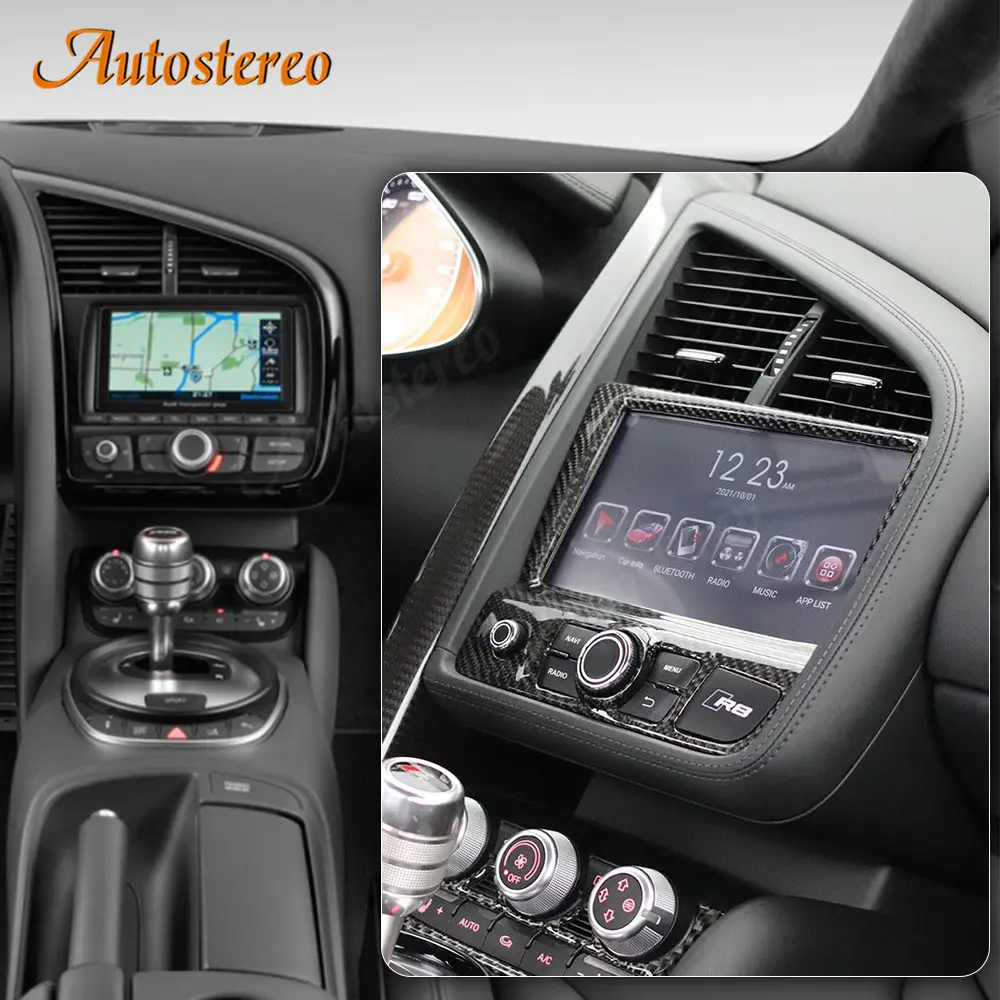 Kohle faser Android für Audi R8 Spyder V8 V10 Auto GPS Navigation Auto Stereo Head Unit Multimedia Player Radio Tape Recorder