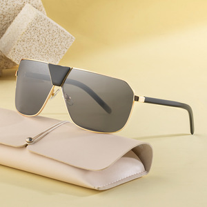 Nouvelles lunettes de soleil pour hommes, monture en plastique noir et métal, protection UV400, verres en polycarbonate, style cyclisme en plein air - Product Image 3