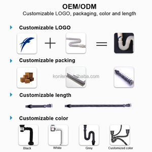 Großhandel Fabrik preis Sanitär Geruchs neutrale Badezimmer Küche Waschbecken Wasser lange Spüle Abfluss mit ausziehbaren Abfall rohr - Product Image 6