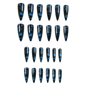 <span class=keywords><strong>Uñas</strong></span> Postizas Hechas a Mano Alies, Venta al por Mayor, 24 Piezas, Estilo Stiletto Largo, Mariposa Negra sobre Azul Oscuro, Suministros para <span class=keywords><strong>Uñas</strong></span>, <span class=keywords><strong>Uñas</strong></span> Acrílicas, Arte de <span class=keywords><strong>Uñas</strong></span> - Product Image 4