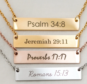 Joyería con Grabado de Escrituras Personalizadas, Collar de Barra de Acero Inoxidable, Versículo Bíblico, Productos Cristianos, Joyería Religiosa de Fe <span class=keywords><strong>para</strong></span> Mujer - Product Image 1