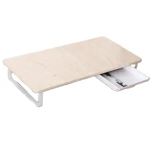 New Design MDF Portable Foldable Wooden Computer Monitor Stand Riser Storage Desk for Laptop With Drawer