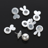 Attaches de boucles d'oreilles en forme de cœur de lapin mignonnes, en acrylique translucide, anti-perte, pour femmes