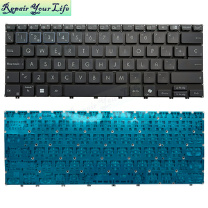 SP คีย์บอร์ดแล็ปท็อปแบบ non-backlit ภาษาสเปนสำหรับ <span class=keywords><strong>ASUS</strong></span> <span class=keywords><strong>B9</strong></span> B9403 <span class=keywords><strong>OLED</strong></span> 0KNX0-1821SP00คีย์บอร์ด Ai ใหม่1234ขอบสีฟ้า - Product Image 2