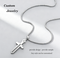 Collier pendentif inspiré de l'épée de Minecraft en acier inoxydable, style hip-hop, cadeau d'anniversaire pour homme