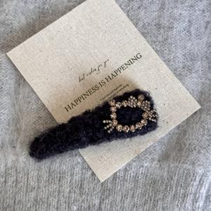 Pinza para el pelo de lana con diseño de gato y diamantes de imitación de aleación para niñas, uso diario y fiestas, colección otoño-invierno - Product Image 3
