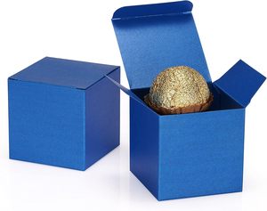 Boîtes cadeaux pliables bleu marine, petites, vintage, en papier nacré italien, avec couvercles, pour <span class=keywords><strong>biscuits</strong></span>, pâtisseries, bonbons, fêtes, mariages - Product Image 1