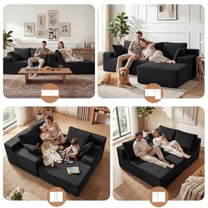 <span class=keywords><strong>Divano</strong></span> componibile senza struttura in osso per appartamento, <span class=keywords><strong>nero</strong></span>, con chaise longue a destra, a forma di L, in memory foam, seduta profonda, per <span class=keywords><strong>soggiorno</strong></span> - Product Image 4
