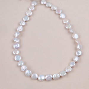 Grande Promotion <span class=keywords><strong>Perles</strong></span> de culture d'eau douce <span class=keywords><strong>blanches</strong></span> de qualité AA en forme de pièce de monnaie, 11-12 mm, vente en gros - Product Image 4