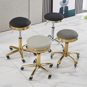 Taburete de belleza moderno <span class=keywords><strong>Silla</strong></span> de peluquería Peluquería Salón de uñas Taburete de peluquero redondo ajustable giratorio <span class=keywords><strong>con</strong></span> ruedas - Product Image 1