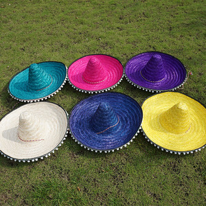 Chapeau de paille rayé style <span class=keywords><strong>mexicain</strong></span> pour adulte, idéal pour les fêtes, les carnavals et les déguisements du sud-ouest. - Product Image 1