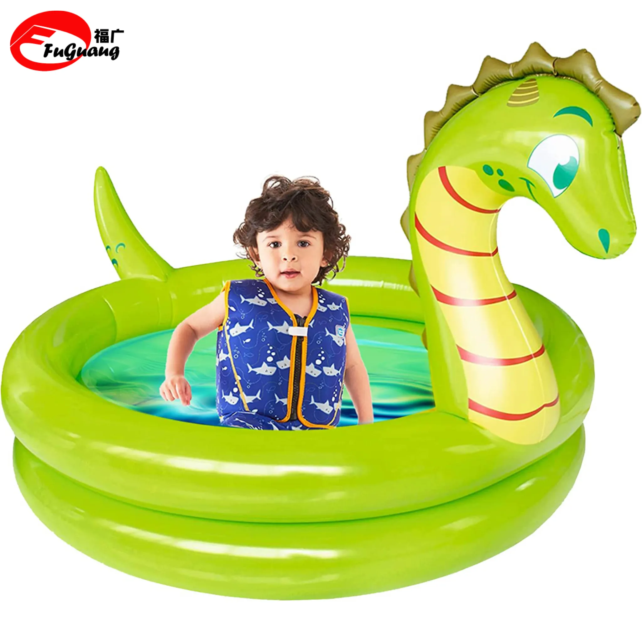 Summer children's double-ring dinosaur inflatable pool outdoor indoor water games suitable for young children