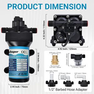 Pompe à eau Exhoper 5,5 GPM 60 PSI, pompe à membrane auto-amorçante à 4 chambres avec accessoires - Product Image 3