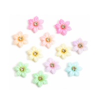 Décorations florales en strass 3D |   Fleurs en plastique pastel 18 mm pour accessoires de cheveux, artisanat DIY, vente en gros