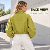 Veste coupe-vent personnalisée pour femme, col montant, fermeture éclair intégrale, manches raglan, coupe ample et courte, idéale pour les activités quotidiennes en extérieur