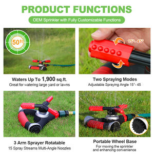 Irrigatore Rotante SUNSHINE per Prato, Spruzzatore da Giardino a 360 Gradi con Angolo di Spruzzo Regolabile e Base a Ruote per Irrigazione del Cortile - Product Image 3