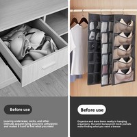 Sac de rangement suspendu en feutre non tissé pour sous-vêtements, double face, pour soutien-gorge et chaussettes, organisateur de garde-robe mural pliable
