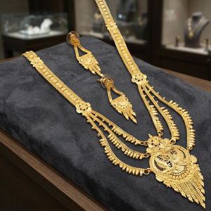 Wholesale 14K 18K 24K Micro Gold Plated Rani Haar <b>Bridal</b> Necklaces & Earrings Set Traditional Floral Design Wedding Jewelry Set - Product Image 3