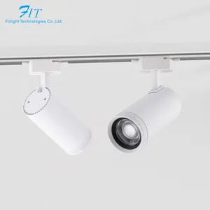 New Design 20w 25w 30w 3000k Modern Rail Holder Adjustable Zoomable Spot Lamp Fixture Commercial Dimmable Cob Led Track Lights