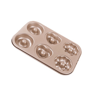 Suncity Donut Mold 6 Cavity Non Stick Flower Shape Baking Pan For Making Donuts Gold Color Oven Safe - Product Image 5