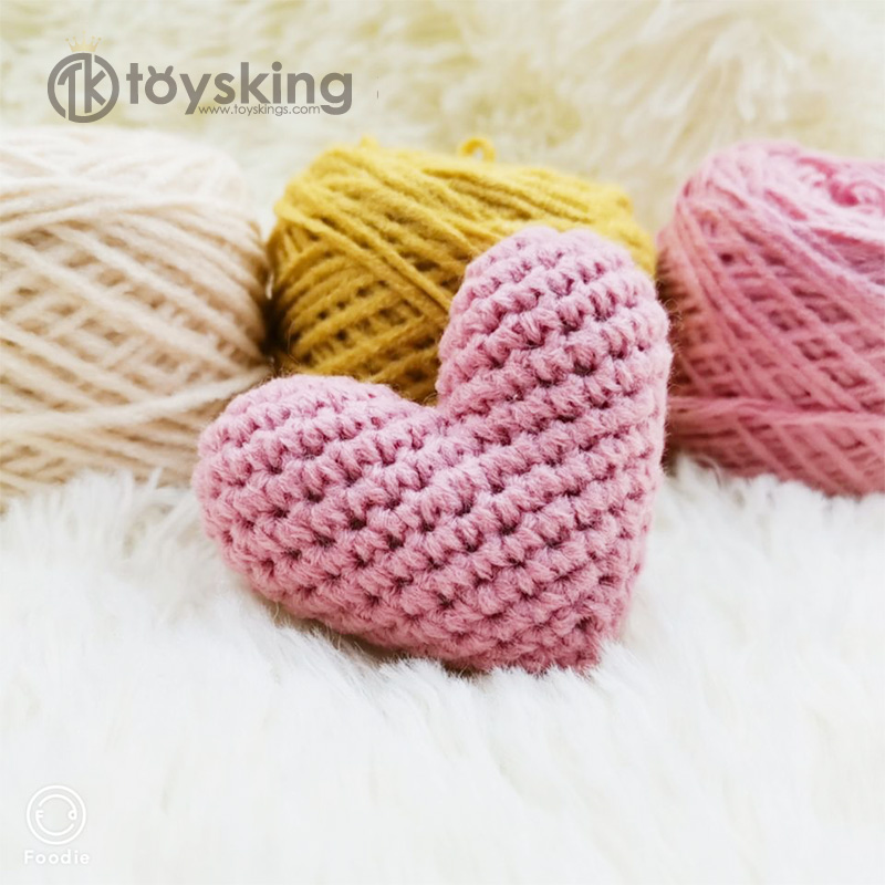 So Cute Soft Stuffed Heart Toy Crochet by Hand, Can be used for Keychain Decoration