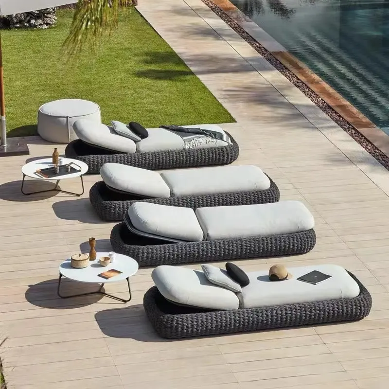 XY Best Allwetter Gartenmöbel Seil Wicker Sunbed Beach Chair Sonnen liege für Hotel Sun Lounger Swimming Pool Chair