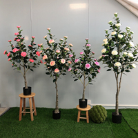 Arbre à fleurs bonsaï, arbre artificiel à fleurs de camélia en pot, plante pour décoration intérieure