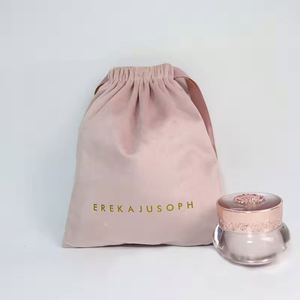 Luxury Soft Pink Velvet <b>Pouch</b> for Jewelry Customized <b>Drawstring</b> Velvet Bags Dust Gift Cosmetic Packaging Bag - Product Image 2