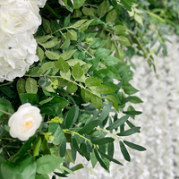 SUNWEDDING tirai bunga buatan, tirai bunga putih lengkungan hijau mawar ukuran ganda raksasa realistis