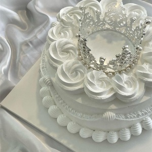 Accesorio de Corona de Perlas para Bodas, Serie DIY, 8/10 Pulgadas, Rosa Blanca Pura Simulada, Modelo de Pastel de Crema, Artículos Promocionales para Fiestas - Product Image 5