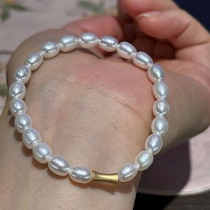 Zhizhen High Gloss <b>Elastic</b> Rope <b>Bracelet</b> Simple Style Frosted Freshwater Waist Pearl Exquisite Rice Pearl Jewelry - Product Image 1