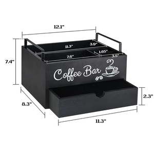 Boîte de rangement en bois pour dosettes de café avec tiroir, grande capacité, organiseur de bureau pour le rangement des dosettes K-Cup et des sachets de thé - Product Image 5