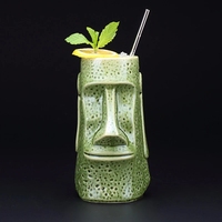 Mug Tiki rétro de style indien et hawaïen, portrait de plage côtière spécial, céramique en porcelaine osseuse, 700 ml, verre à cocktail réutilisable pour les fêtes