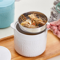 Pot à huile de cuisine rustique moderne récipient à graisse de bacon en céramique de luxe avec passoire