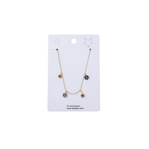 Collana con Ciondolo a Fiore in Acciaio Inossidabile con Diamante - Product Image 1