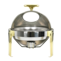 Ensemble de réchauds de luxe à couvercle roulant, chauffe-plats commerciaux en acier inoxydable pour buffet avec supports à combustible, équipement de restauration