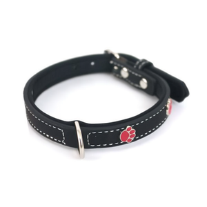 Collier pour chien Yommy 38cm noir avec empreinte de patte rouge - Product Image 2