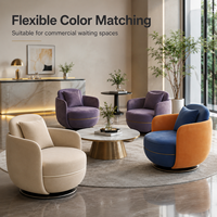 Fauteuil pivotant de luxe italien, canapé simple moderne rond avec tissu en velours et base en acier inoxydable pour salon, hall d'hôtel