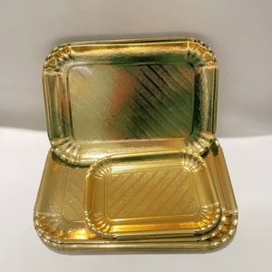 Assiettes <span class=keywords><strong>en</strong></span> papier rectangulaires jetables robustes <span class=keywords><strong>en</strong></span> <span class=keywords><strong>carton</strong></span> de 220x295mm, couleur or, pour la décoration de gâteaux de fête d'anniversaire - Product Image 6