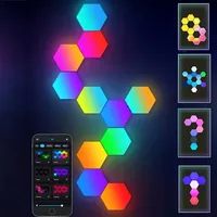 Smart Hexagone LED Appliques Murales RGBIC Panneaux avec App Télécommande Synchronisation de Musique Alimenté par USB Changement de Couleur pour Chambre de Jeu DIY