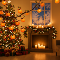 Guirlandes lumineuses LED en plastique en forme de kaki, pour l'intérieur et l'extérieur, avec éclairage féérique, pour la décoration du jardin et du patio, indice de protection IP65